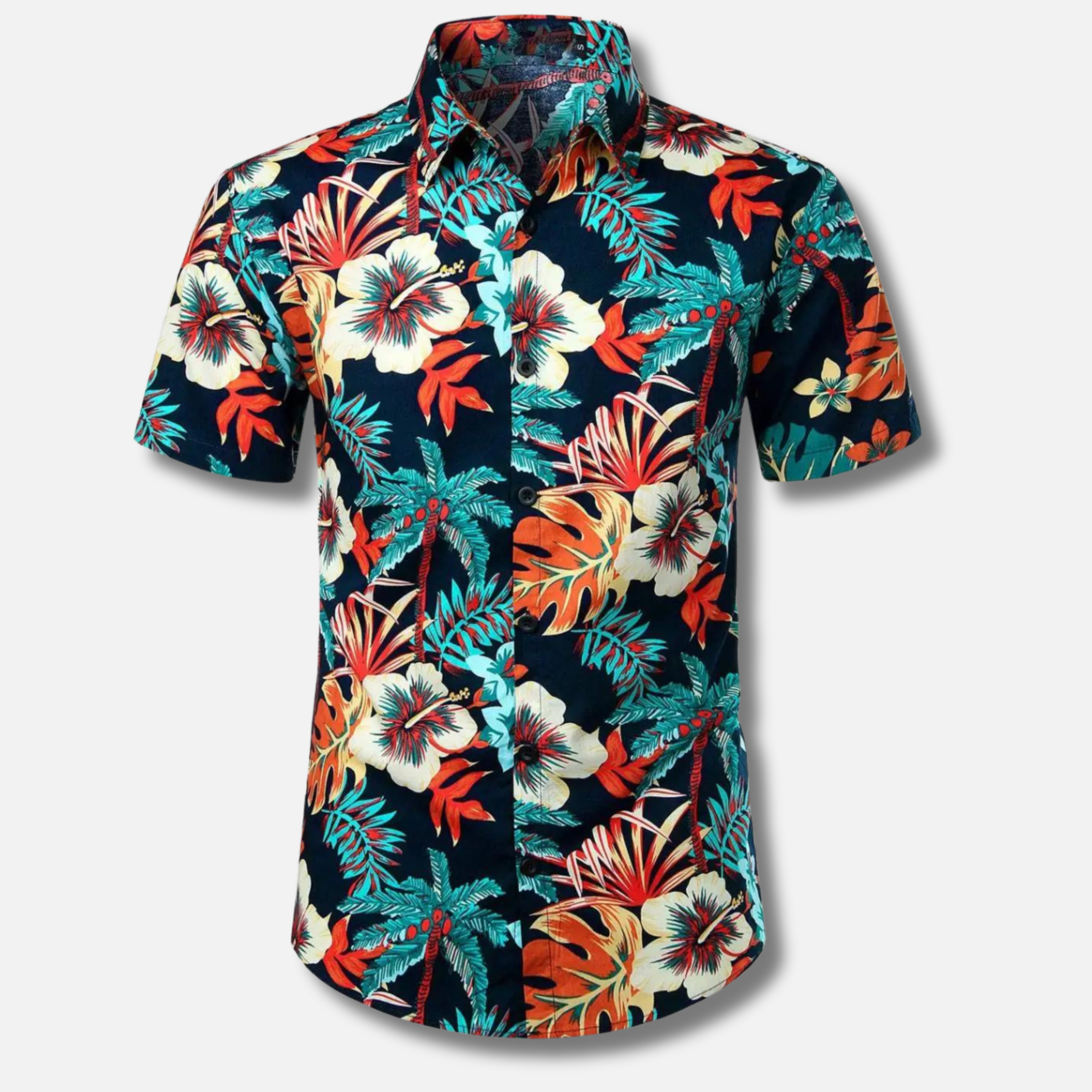 Rhodes - Hawaii Surfblouse met bloemen voor mannen