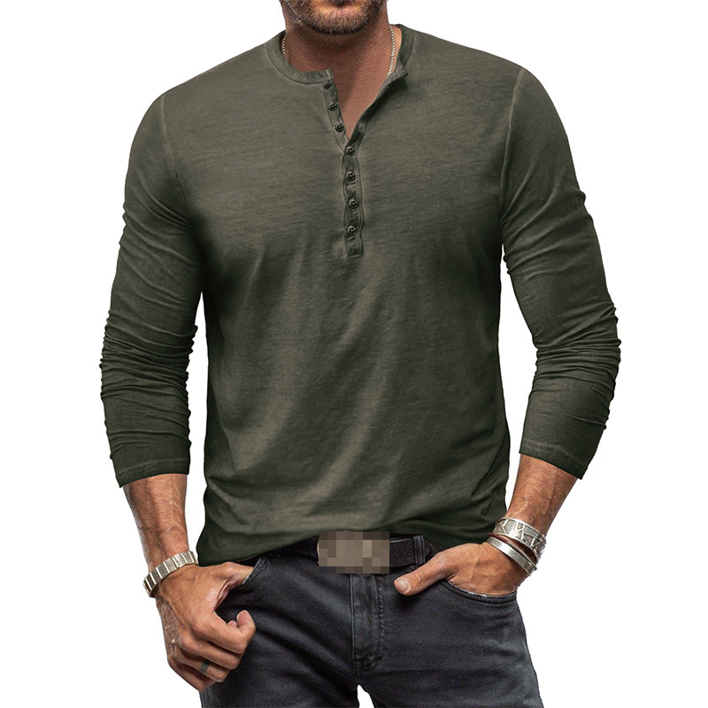 Cruz – Een heren henley shirt met lange mouwen