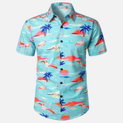 Rhodes - Hawaii Surfblouse met bloemen voor mannen