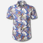 Rhodes - Hawaii Surfblouse met bloemen voor mannen