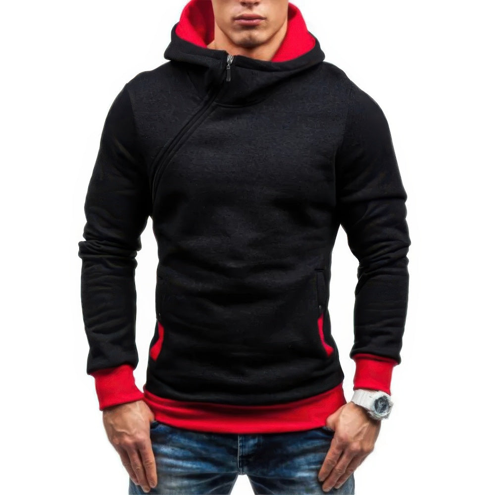 Harlem - Smalle HerenTrui Met Diagonale Rits Hoodie