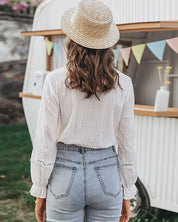 Florence - Een kantenblouse in een effen kleur