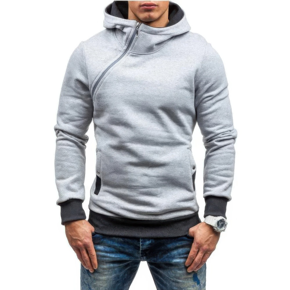 Harlem - Smalle HerenTrui Met Diagonale Rits Hoodie