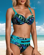 Xia - Bikini met hoge taille en bladprint