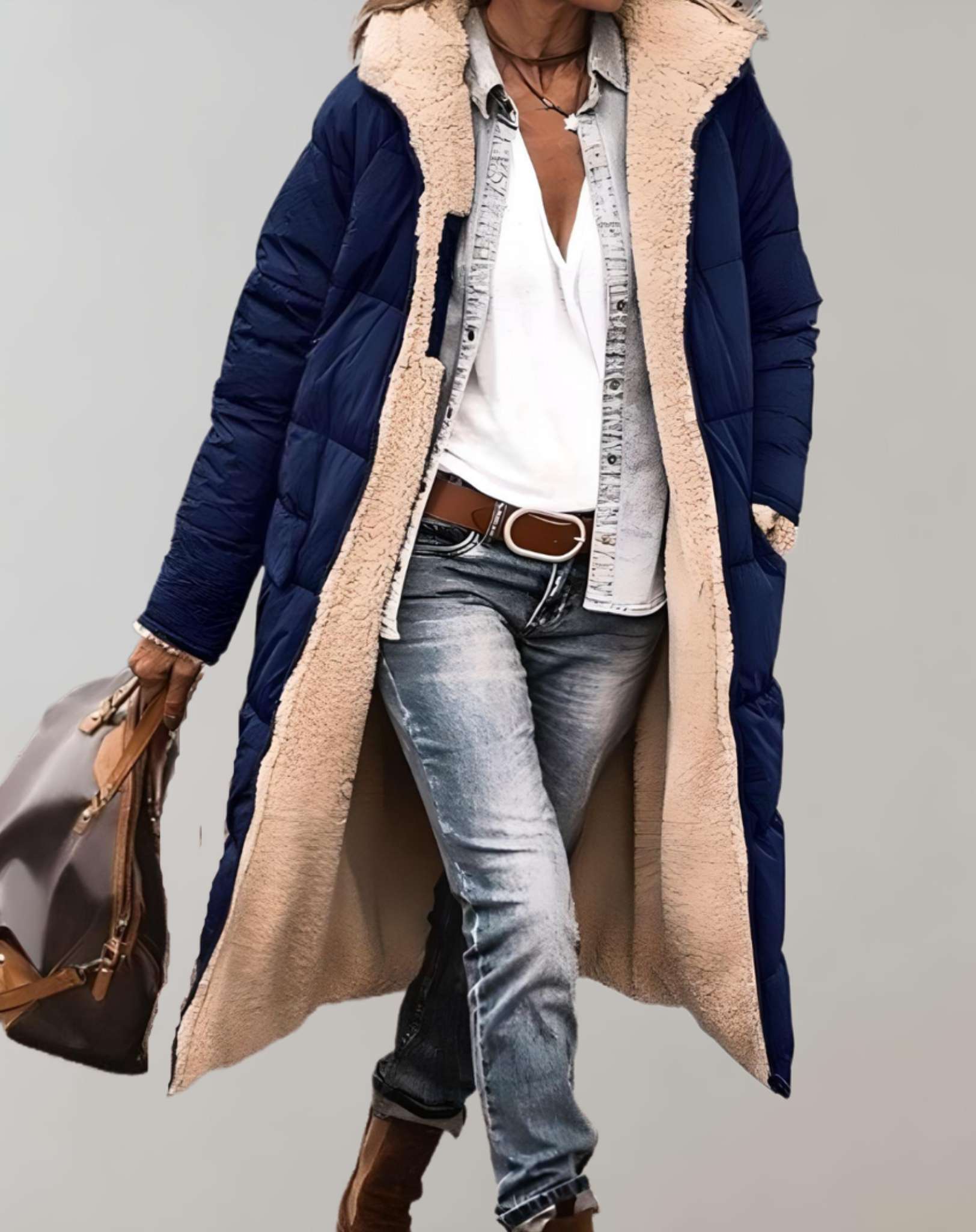 Daleyza - Warme winter trenchcoat met fleece voering