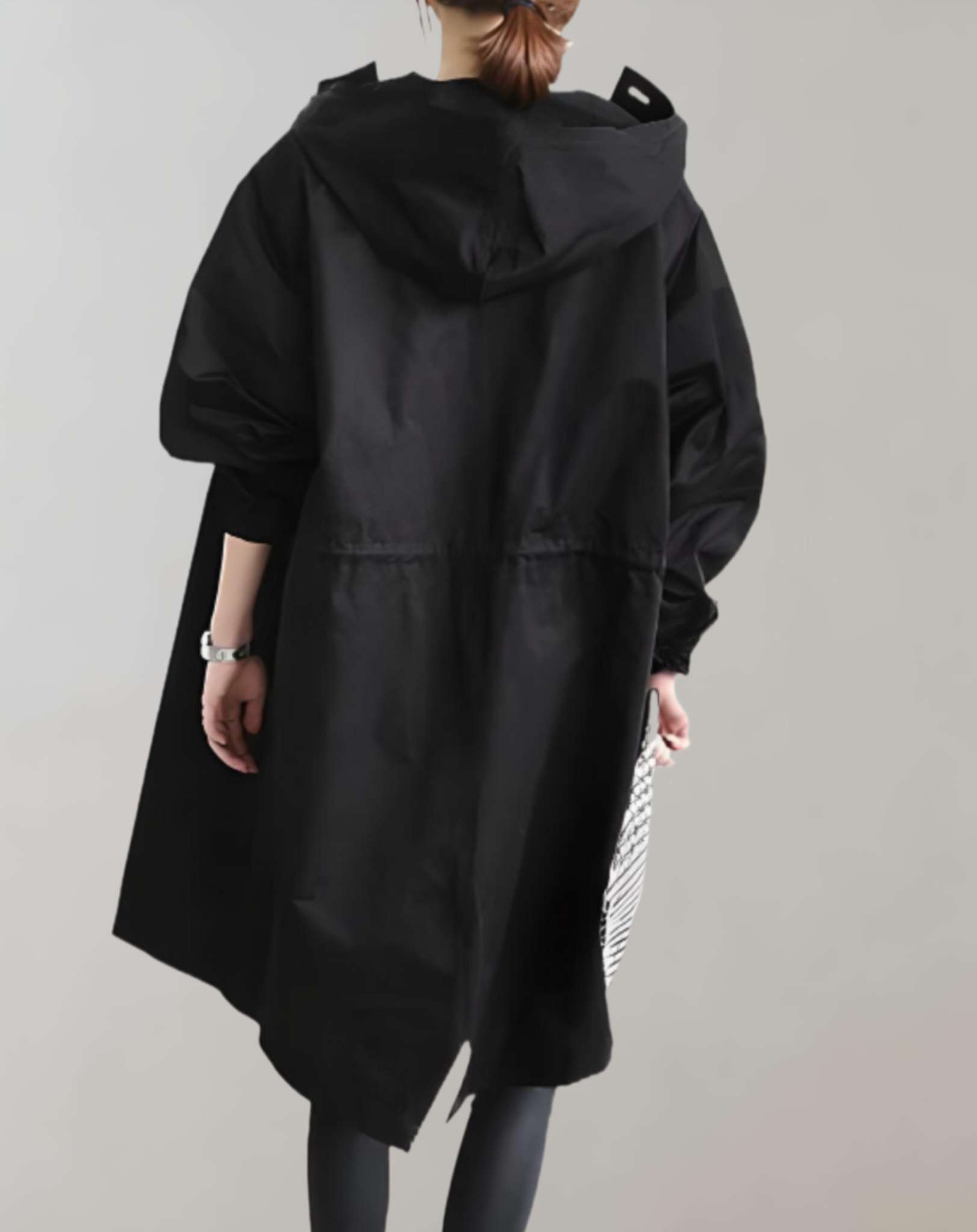 Navy - Warme, waterdichte trenchcoat met capuchon