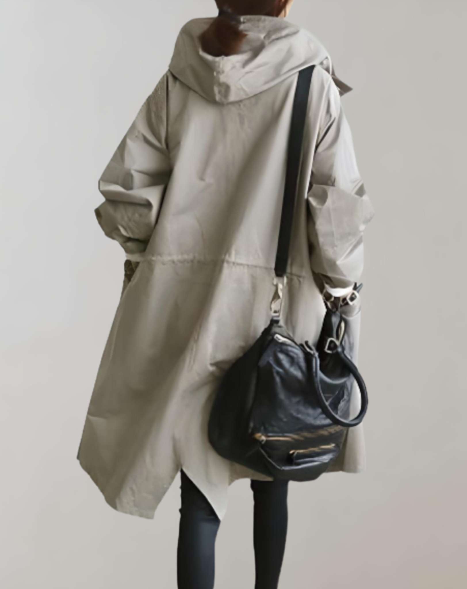 Navy - Warme, waterdichte trenchcoat met capuchon