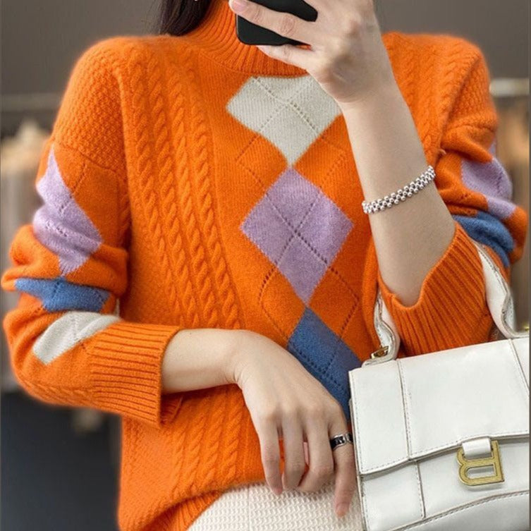 Bohemian-Orange-High-Neck-Print-Chunky-Knit-Sweater-Tops-Winter2.jpg