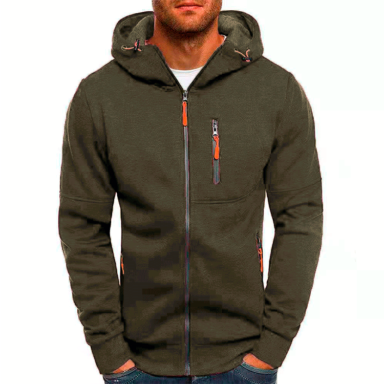 Kamden - Hoodie voor mannen met een rits en een fleece capuchon