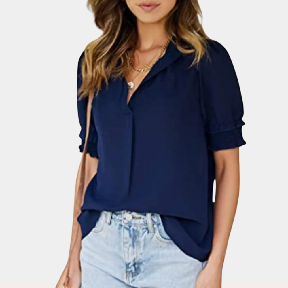 Leandra - Basic v-hals blouse voor dames