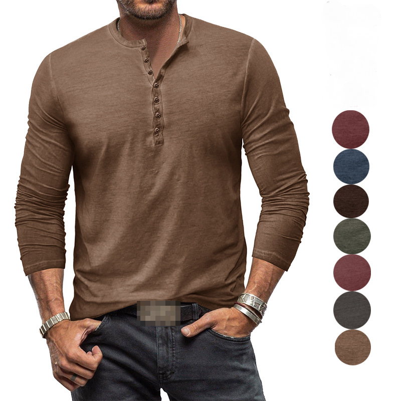 Cruz – Een heren henley shirt met lange mouwen